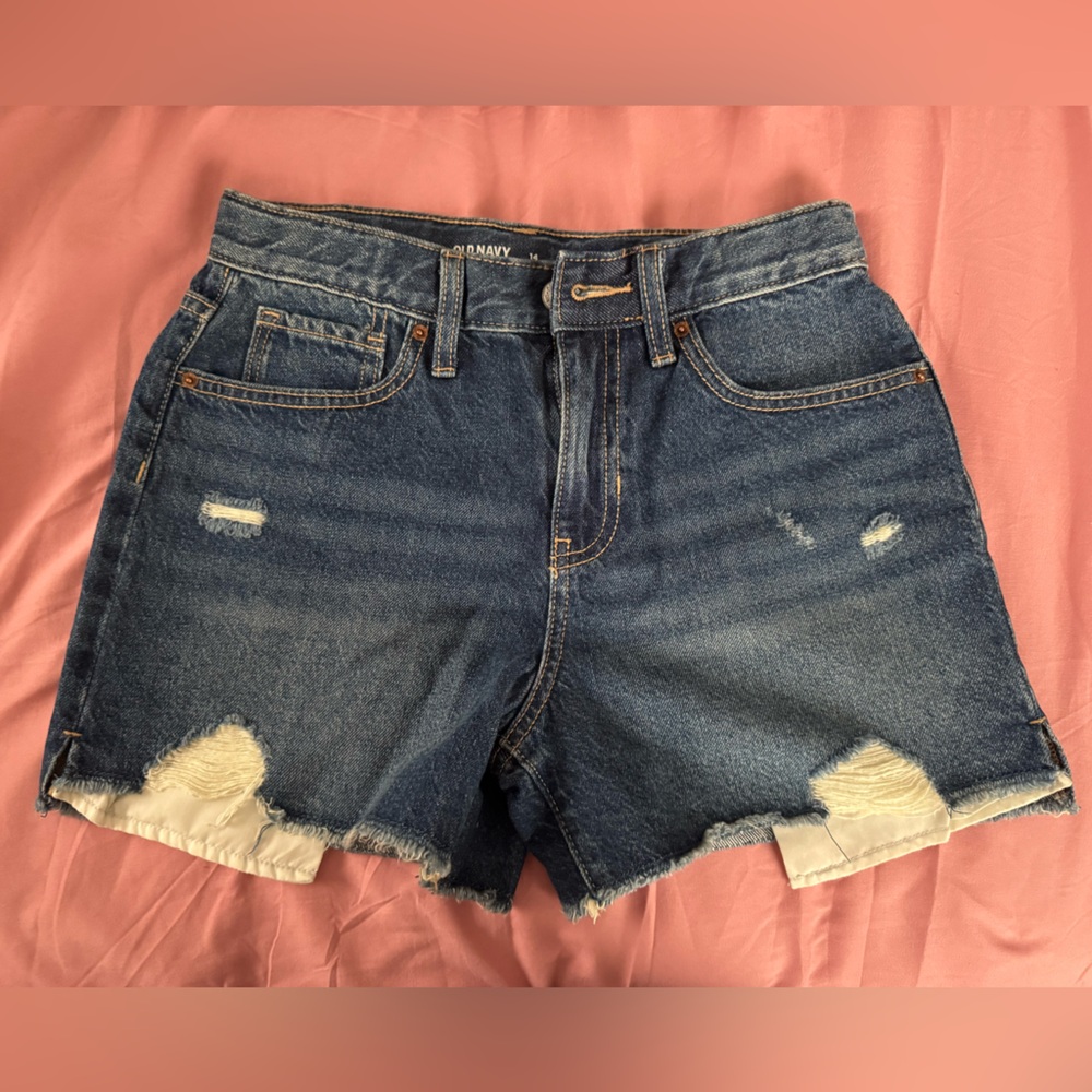 Old Navy Blue Distressed Jean Shorts